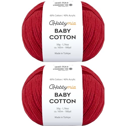 Image of Baby Cotton Blend Yarn - Soft Sport Weight Yarn for Crochet & Amigurumi - 50g /180yds - 60% Cotton 40% Acrylic - Ideal for Baby & Knitting Proj.(Shiraz, 2 Balls)