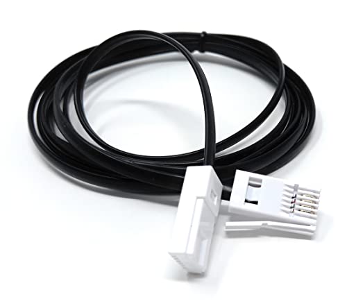 DRUT 2m, BT to BT 4 Wire 431A Male to Male Plug Telephone Flat Cable Lead (6.5ft, Black) - Image 2