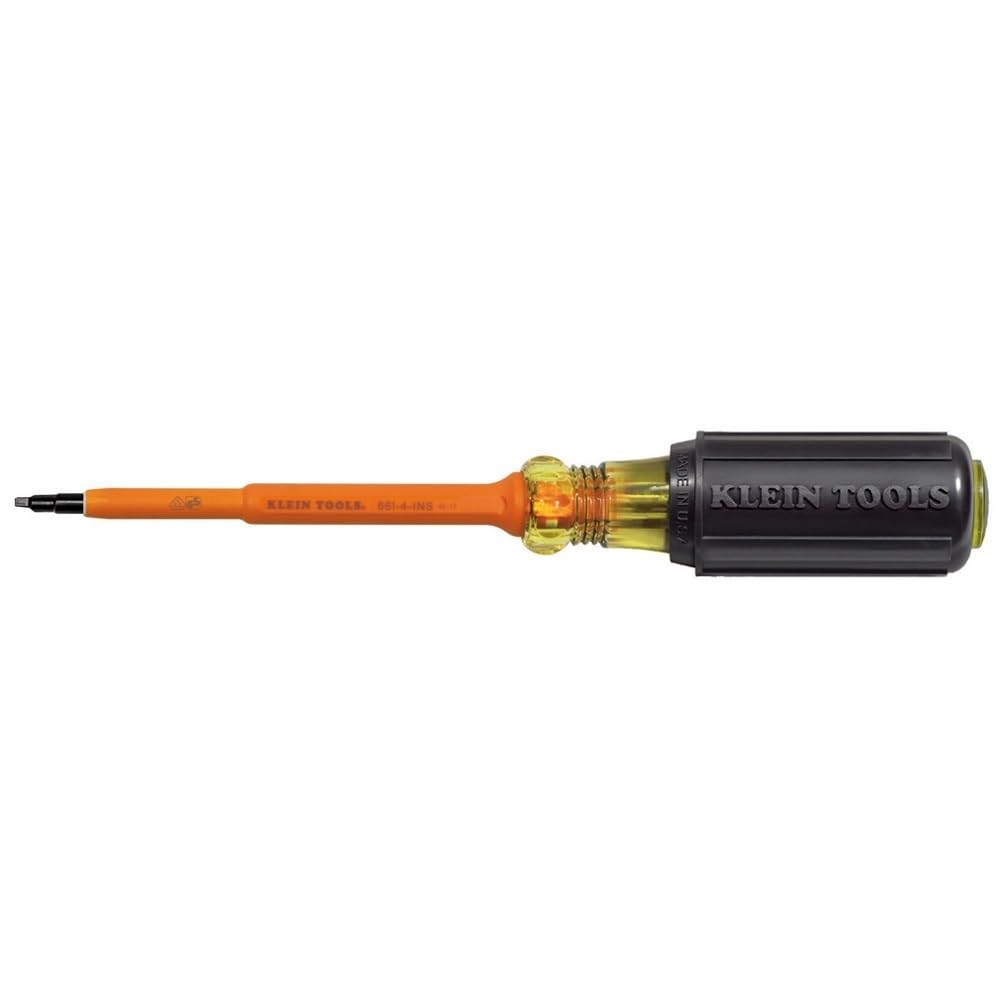 Klein Tools 661-4-INS Insulated Screwdriver, #1 Square Tip with 4-Inch Shank โ image 1