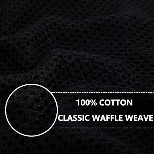 Image of Homaxy 100% Cotton Waffle Weave Kitchen Dish Towels, Ultra Soft Absorbent Quick Drying Cleaning Towel, 13 x 28 Inches, 24-Pack, Black