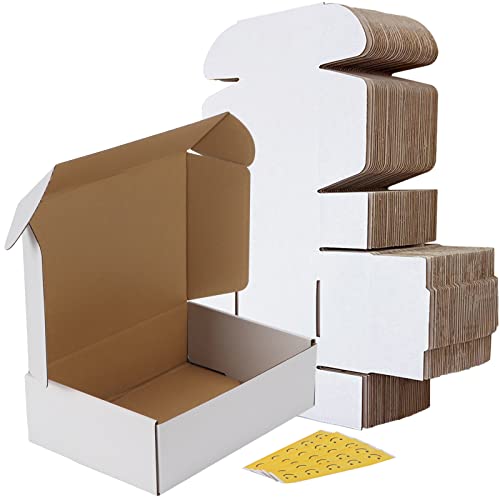 Image of RLAVBL 10x7x3 Inches Shipping Boxes Set of 25, White Small Corrugated Cardboard Box, Mailer Boxes for Packing Small Business