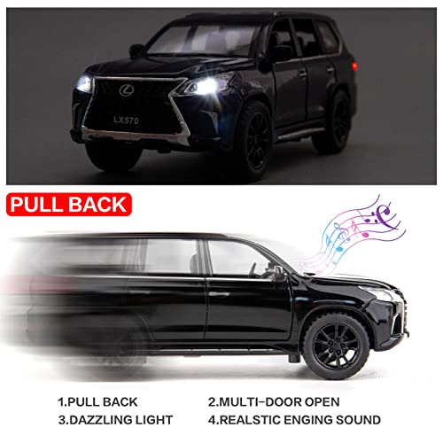 Modelo de auto Lexus LX570 escala 1:32 color negro miniatura 3