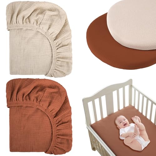 Sabana Bajera Muselina bebé, 2 Piezas bebé Sábanas Bajeras Funda, sábanas capazo para bebé, sabanas capazo Bebe, Sábana Bajera para Cochecito, Sábanas Carrito Bebe, para bebés niños y niñas(80x40cm)