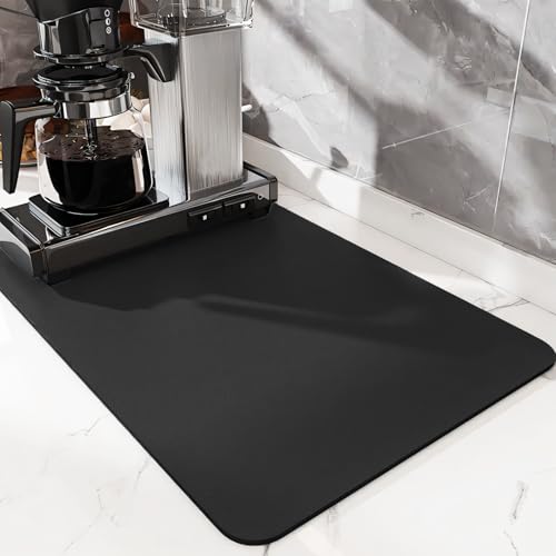 SOQKEEN Alfombrilla Escurreplatos, 40 x 30 cm Súper Absorbente Alfombra Escurreplatos, Self Drying Mat Alfombrilla Fregadero Cocina Antideslizante para Mostrador, Esterilla de Secado para Cafetera