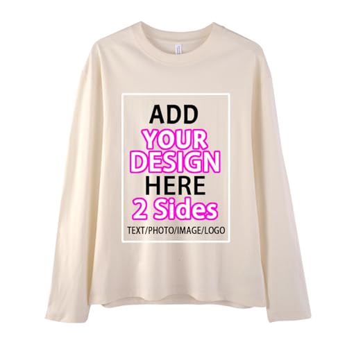 Custom Long Sleeve Shirts Design Your Own Printed T-Shirt Men's and Women's Add Picture/Text Front/Back
