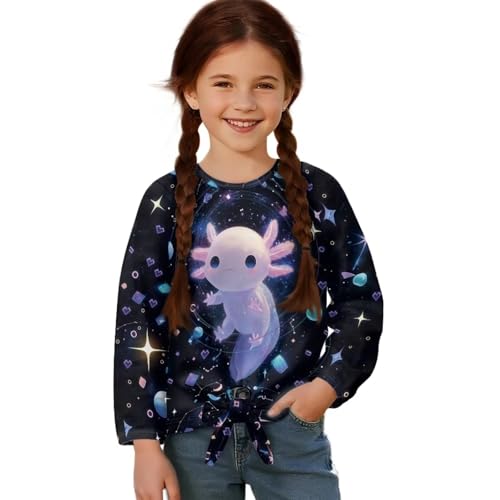 Long Sleeve Shirts for Girls Tie Knot Front Tops Kids School Clothes Sports Activewear