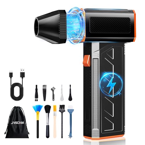 JVSCAM Compressed Air Duster, 130000RPM Electric Air Duster, 3 Gear Adjustable Cordless Air Duster, Compressed Air for Computers, Rechargeable Air Duster for PC, Keyboard and Car (F31-Black)