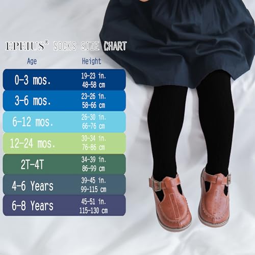 Image of EPEIUS Baby Girl Tights Cable Knit Cotton Seamless Footed Leggings 0-6Y | STAY-UP BABY TIGHTS. High elastic waist, smooth toe. Fits 0-3m newborn, infant & toddler. Ideal for daily wear & dresses.