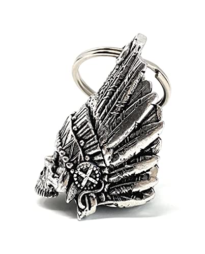 Bravo Bells Indian Skull Bell - Biker Bell Accessory or Key Chain for Good Luck on the Road - Thumbnail 3