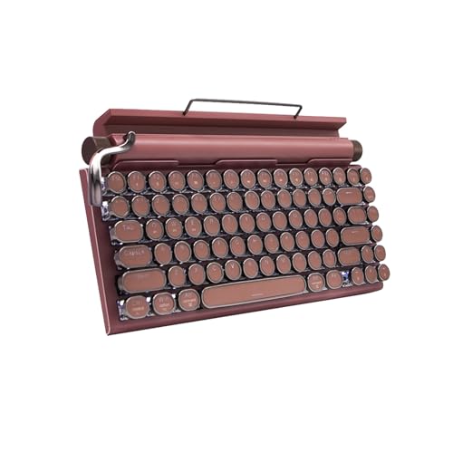 OUSEITECH Teclado de máquina de escribir retro, teclado mecánico intercambiable en caliente de 83 teclas, conexión de modo dual con cable Bluetooth, conexión simultánea multidispositivo (marrón)