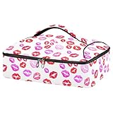 JUMBEAR Cacerola aislada con estampado de labios de colores para alimentos fríos o calientes, soporte para lasaña para fiestas de comida, picnic, playa, se adapta a bandeja para hornear de 9 x 13