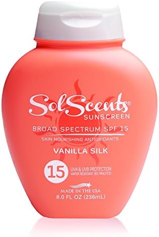Sunscreen Scented Lotion – SPF 15 – Refreshing Sun Protection For Sensitive Skin, Water-Resistant Natural Sunblock, Moisturizes & Protects Skin From UVA & UVB Rays - Vanilla Silk Scent
