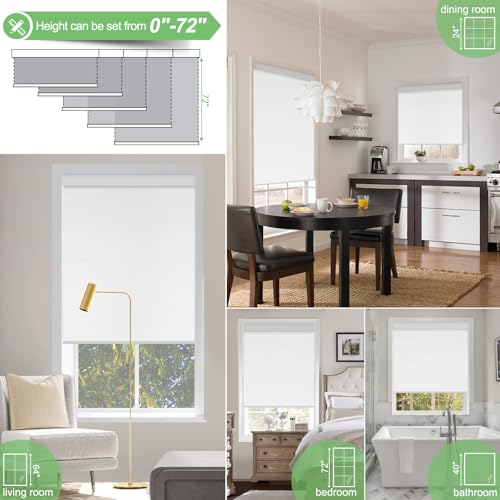 Motorized Blinds with Remote Control, Blackout Roller Shades, Custom Smart Blinds with Valance, Cordless Electric Window Blinds & Automatic Shades(White,23 Wx72 H)