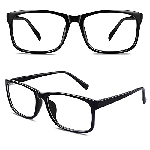CGID Fake Glasses Clear Lens Non-Prescription Retro Rectangular Frame UV400 Protection Men Women CN12