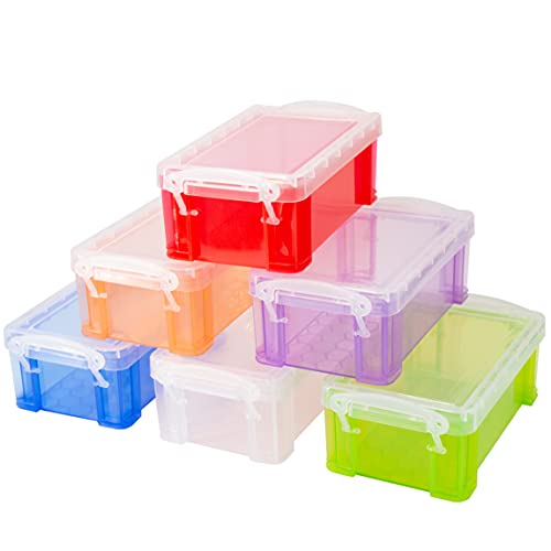 testyu Small Plastic Box, 5' X 2.8' X 2' Stackable Mini Storage Box with Lid, Clear Organizer Container for Jewelry Beads, Small Crafts Items Accessories - 6 Pack