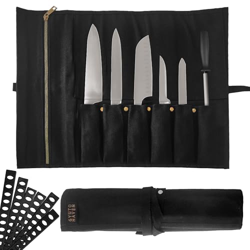 6 Slot Waxed Canvas Knife Roll