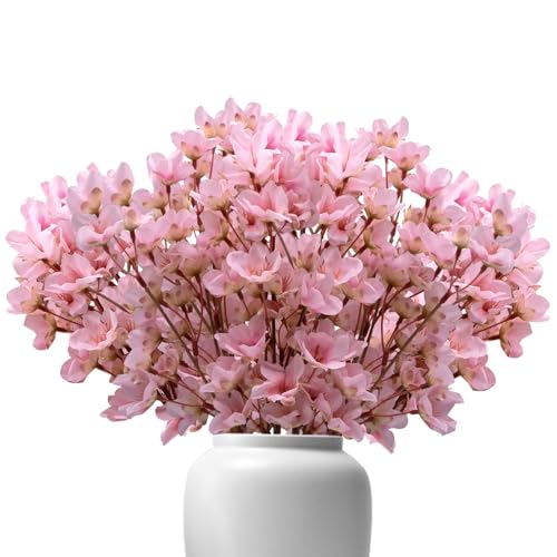 pangutheos Cerezo Artificial, 6 Piezas Flores Artificiales Decoracion Rosa Cerezo Arreglos Florales, Natural y Realista Ramo de Flores para Fiesta Boda Decoración del Hogar