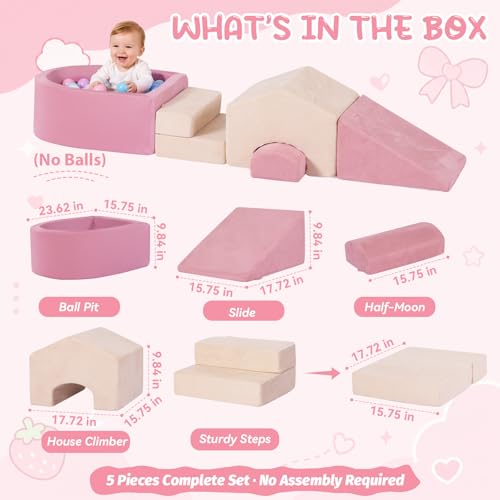 Image of STAOLENE Soft Foam Climbing Blocks with Ball Pit(No Balls) | Indoor Playground Climbing Toys for Toddler 1-3, Ideal Gift for Crawling & Sliding, Machine-washable Covers