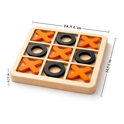 Image of Wooden Tic Tac Toe Board Game, Classic XOXO Strategy Game for Kids & Adults | Noughts and Crosses Puzzle | Classic Grid Challenge | Reusable Mind Game | Family Tabletop Entertainment, Educational Game