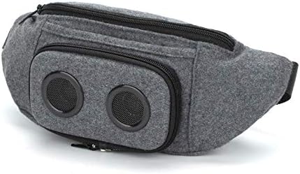 Fannypack con altavoces. Riñonera Bluetooth para fiestasfestivalesravosplayabarcos. Recargable, funciona con iPhone y Android (gris), Gris