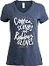 Coffee, Scrubs, Rubber Gloves | Funny Doctor Nurse Cute V-Neck T-Shirt for Women-(Vneck,M)
