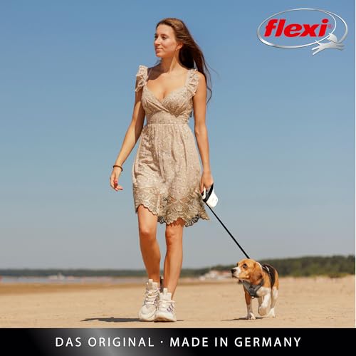 flexi® One Gurt 5 m weiß-schwarz, Designleine für Hunde bis 30 kg