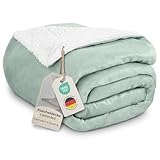 Gräfenstayn® Dicke Kuscheldecke flauschig und super weich - warme Sherpa-Fleecedecke in Lammfell-Optik als Wohndecke, Tagesdecke und Sofadecke - Überwurf Decke Sofa und Couch (Mintgrün 200x150)