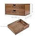 Flexzion Wooden Desktop Office Supplies Organizer with 2 Storage Drawers Set, 2-Tier Wood Tabletop Cabinet, Countertop Desk Accessories Box, for Home Workspace Counter Vanity Decor Art Craft Tool Mail