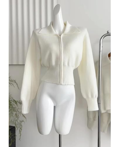 Womens Crop Sweater Vintage Elegant Pullover with Zippers Cropped Zip Top Ladies Zipper Cardigan2