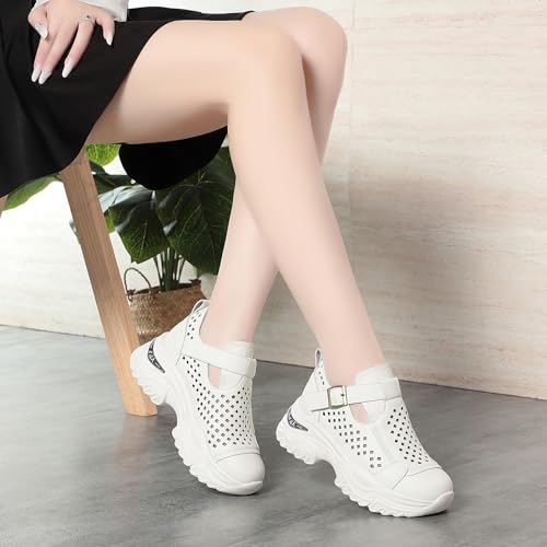 Women's Chunky Platform Orthopedic Wedge Walking Shoes Breathable Hollow Adjustable Buckle Casual Non-Slip Running Shoes with Arch Support3