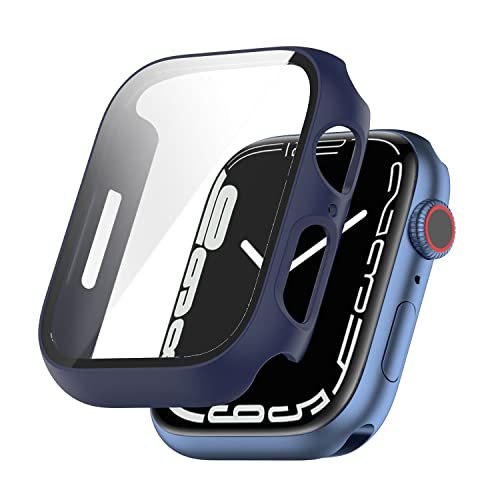 BoLuo 2 Pack of Cover compatible for Apple Watch Series 7 45mm Screen Protector,Smartwatch Case Skin Pounch,Anti-scratch Plating PC Watch Case Bumper Cover Shell for iWatch Series 7 45mm (navy blue) - Image 2