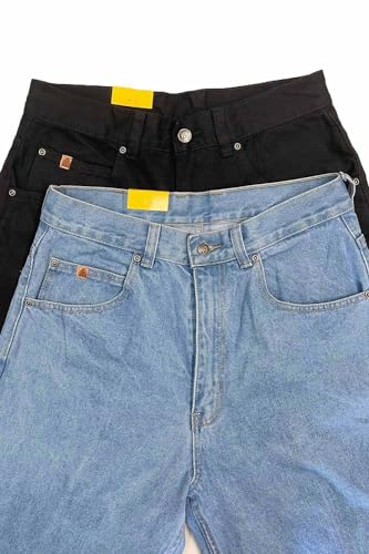 URBANJ Men's High Waist Baggy Jeans Loose Fit Wide Leg Denim Pants4