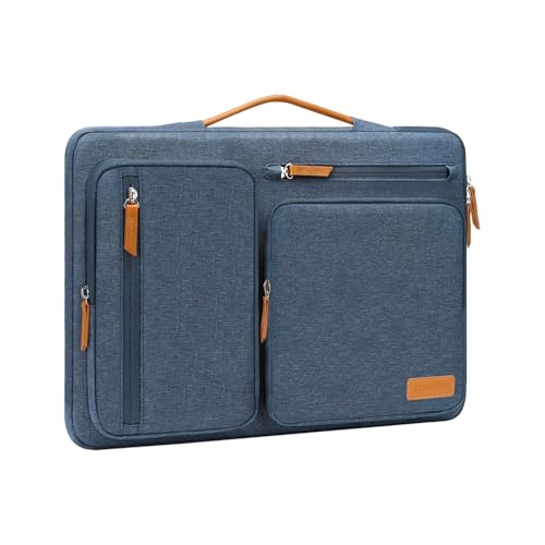 Image of MOSISO 360 Protective Laptop Case 13.3 inch, 13-13.3 inch Laptop Sleeve Compatible with MacBook Air /Pro 13 / Pro 14,HP Dell Acer ASUS,Side Open Carrying Case with 4 Zipper Pockets&Handle, Haze Blue