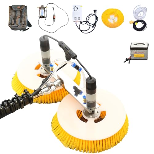 Generico Spazzola telescopica a Doppia Testina per la Pulizia di Pannelli solari e finestre - Asta Regolabile, Strumento Automatico per la Pulizia Esterna, Ideale per Uso Domestico e Professionale.