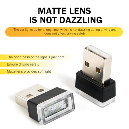 Lámpara LED interior ambiente USB para auto, 4 piezas miniatura 6