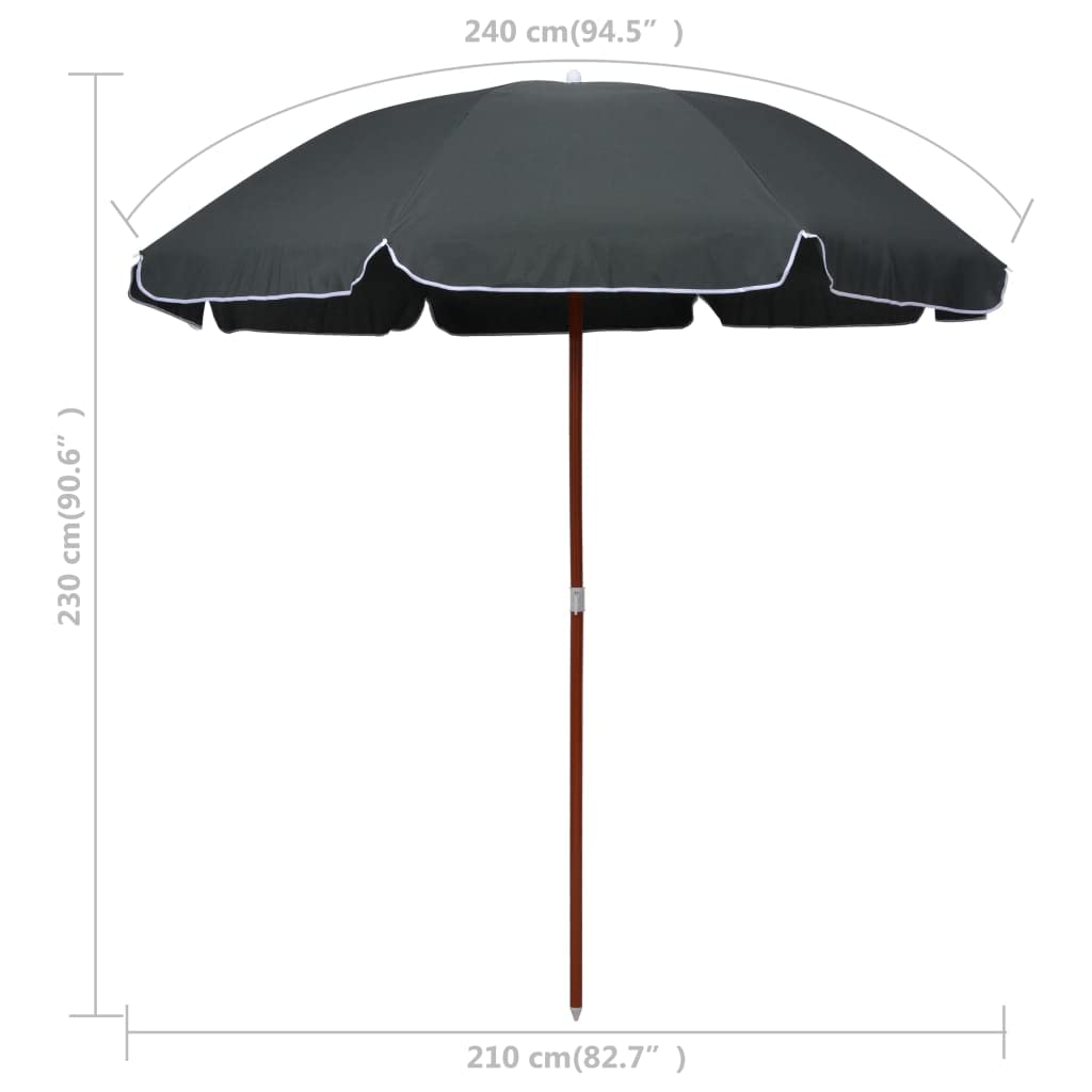 vidaXL Parasol ogrodowy na stalowym słupku, 240 cm, antracytowy
