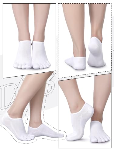 Image of Bencailor Women Toe Socks Cotton No Show Sock | 6 /12 Pairs Low-cut Socks with Toes Separated, Soft Breathable Cotton, Ankle Five-finger Sock for Running Athletic Daily Wear