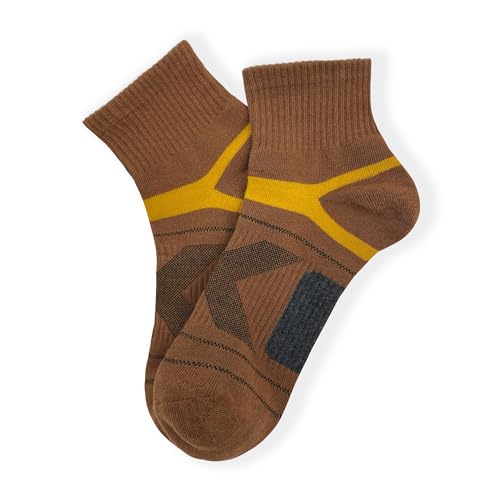 HaloYIYI Men's 5 Pack Athletic Ankle Quarter Socks Performance Breathable Sport Low Cut Brown Socks3
