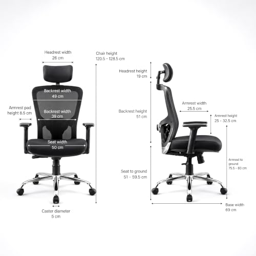 Image of Make My Chairs Jazen Plus 2026 | Ergonomic Mesh Office Chair for Work| 5 Years Warranty |Synchro Tilt Recline Mechanism | Adjustable Armrest | 2D Adjustable Lumbar | High Back