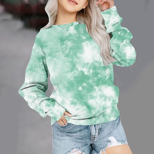 Tie Dye Sweatshirts For Girls Cute Long Sleeve Crewneck Fleece Pullovers Casual Graphic Teens Sweaters 1-12 Years2