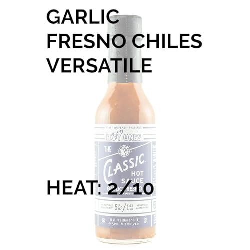 Image of Hot Ones The Classic Garlic Fresno Edition Hot Sauce Made With Natural Ingredients & Bold Flavors From Fresno Chile Peppers & Extra Garlic, 5 fl oz Bottle (3-Pack)