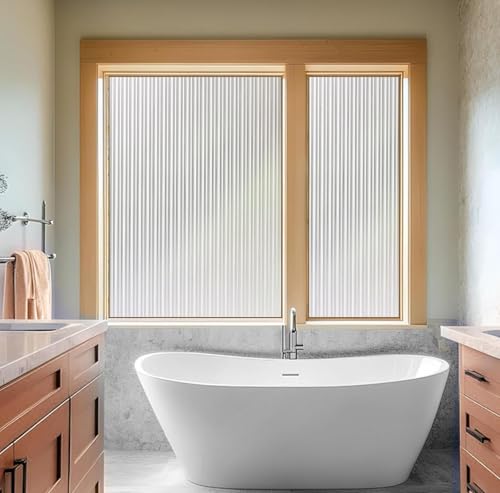 Image of HOME13 Window Privacy Film Frosted Glass Film Decorative Window Sticker Removable Window Film Home Office Privacy Film Window Coverings (Fluted, 1 Feet by 8 Feet)