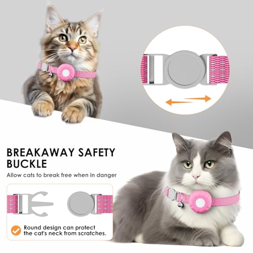 Image of GPS Tracker for Cats (iOS Only), MINI GPS Cat Tracker, Real-Time Location Pet Tracker, No Monthly Fee, Compatible with Apple Find My,Anti-Lost,Finder Tag for Vehicles, Pets, Kids, Items (Pink)