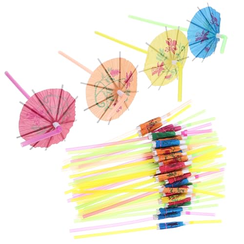 Paquete de 100 pitillos desechables flexibles con diseño floral miniatura 1