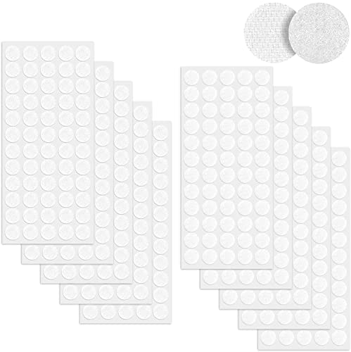 600 Pcs Scratch Autocollant Rond, 300 Paires 20mm Pastille Scratch Autocollant Crochets et Boucles, Blanc Double Face Rond Pastille Adhesive Collant Point, pour DIY, Artisanat etc.