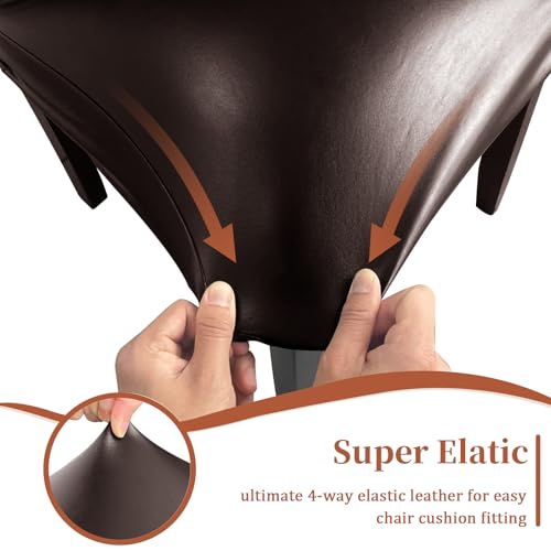 Image of PU Leather Bar Stool Covers with Backs Waterproof Bar Stool Chair Covers