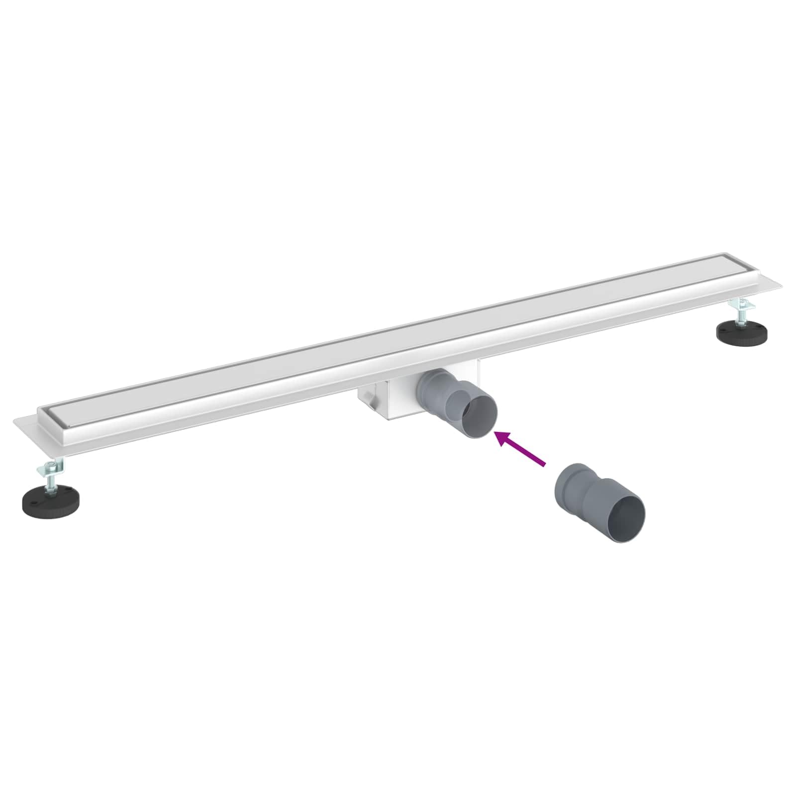 Bonde de douche argentée 90 cm en acier inoxydable 304 2 en 1 avec pieds réglables, carrelage, amovible, pour douche, salle de bain, baignoire, sanitaire intérieur, montage facile et