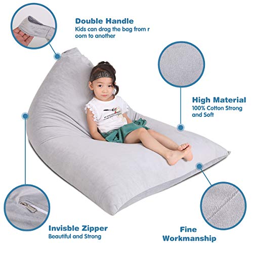 Stuffed Animal Storage Bean Bag Chair for Kids and Adults. Luxury Velvet Stuffie Seat - Cover ONLY( Grey 200L/52 Gal )