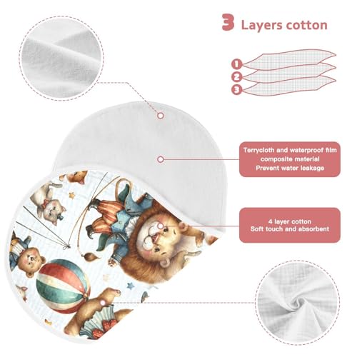 Muslin Baby Burp Cloths, Funny Animals Cotton Soft Burp Cloths for Newborns​​, Extra Absorbent Burp Cloths 4-Pack​​, 22 x 11 Inch4