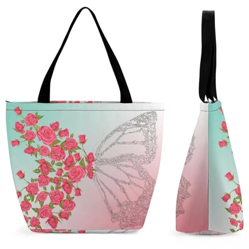 Sac de shopping grand volume papillon rose pour ne plus manquer de place